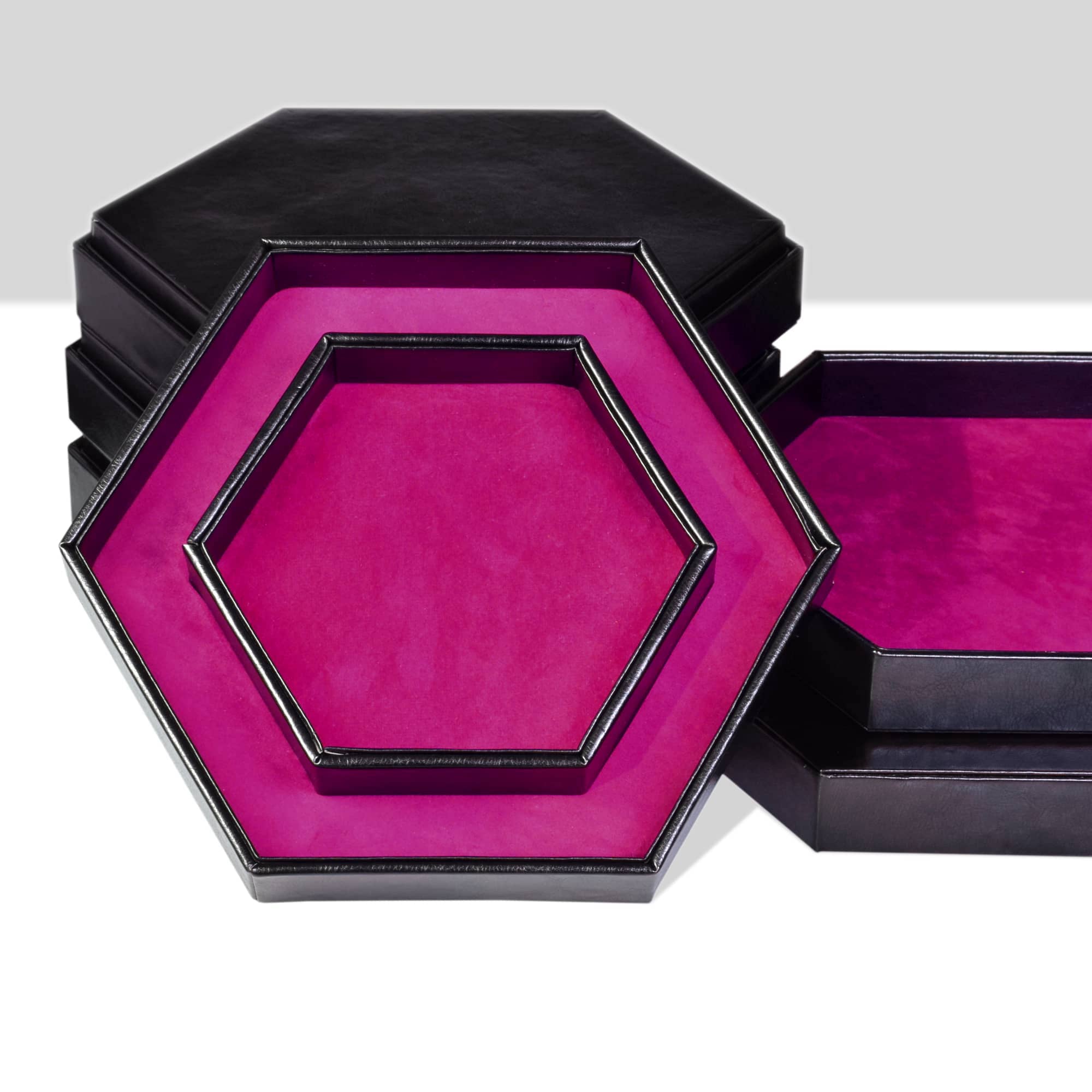 Medium Hexagon Puzzle Tray, 03 Indi Pink