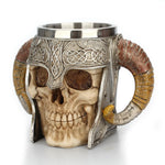 Load image into Gallery viewer, Barbarian&#39;s Skull Mug Stainless Steel and Resin Tankard

