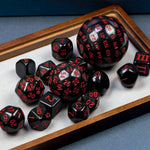 Load image into Gallery viewer, 15pc Polyhedral Acrylic DND Dice Set + Dragon Leather Bag
