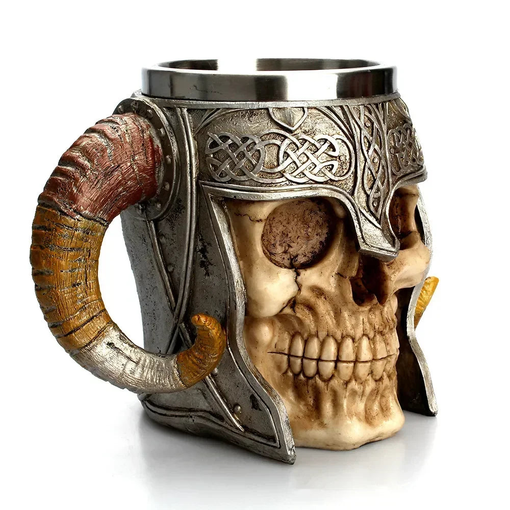 Barbarian's Skull Mug Stainless Steel and Resin Tankard