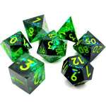 Load image into Gallery viewer, Green Flame Blade DND Resin Dice 7 Set
