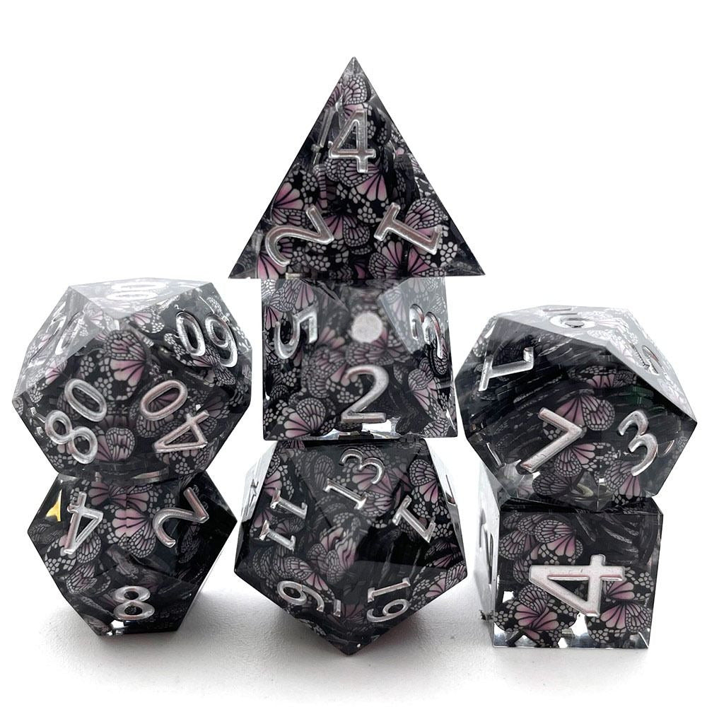 The Black Monarch Druid Resin DND Dice Polyhedral 7 Set