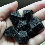 Load image into Gallery viewer, Filigreed Bard DND Polyhedral Dice 7 Set
