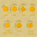 Load image into Gallery viewer, DND Cheese Dice 3D Printed Polyhedral Dice 7 Set
