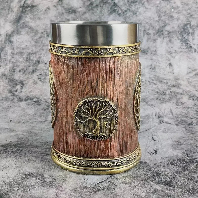 Druid's Tree of Life Stainless Steel and Resin Tankard