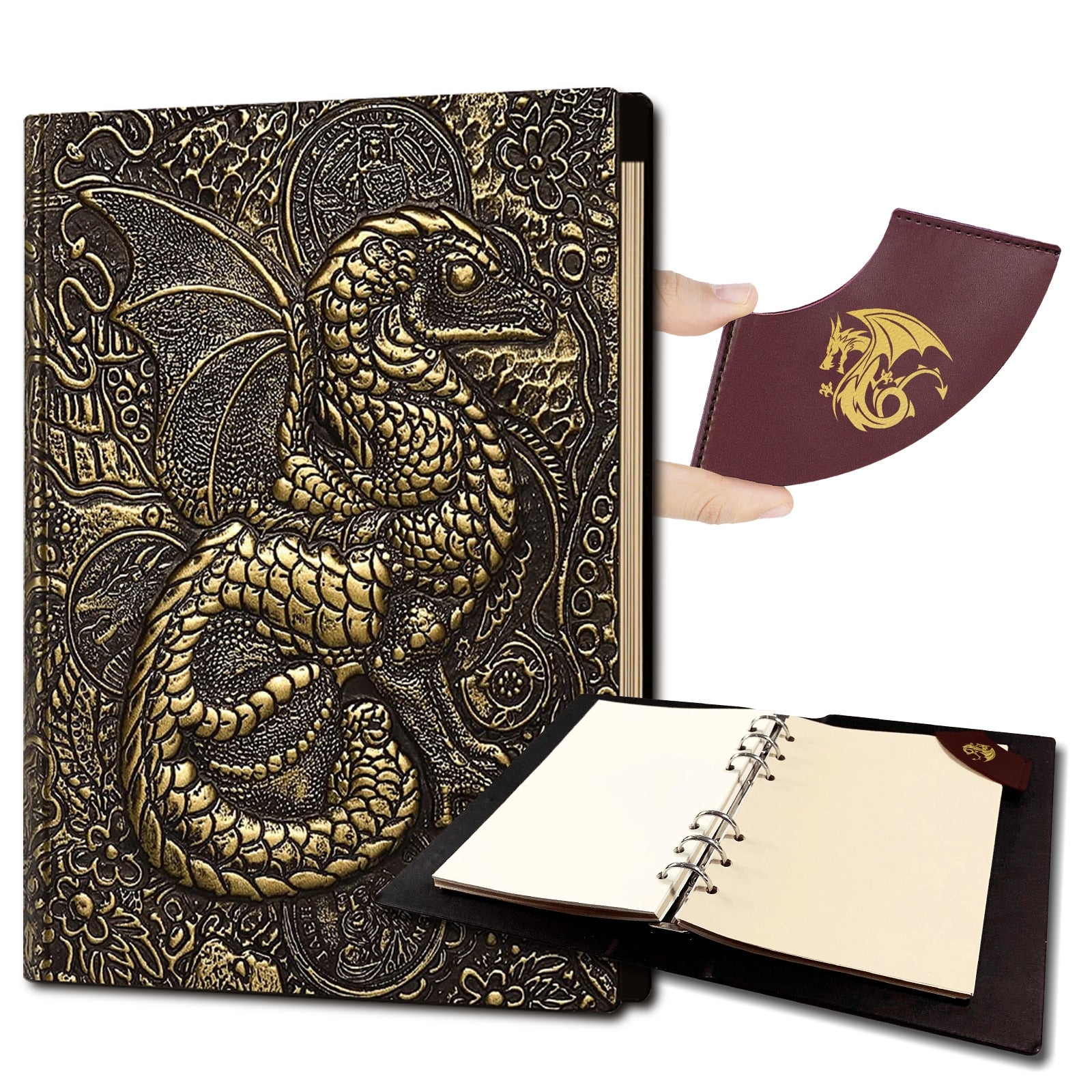 Dragon Celtic Leather Journal Embossed With Lock 5x7 - The Zen Shop