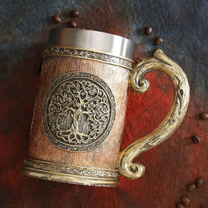 Druid's Tree of Life Stainless Steel and Resin Tankard