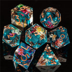 Load image into Gallery viewer, Druid Flower Power Resin Polyhedral 7 Dice Set
