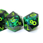 Load image into Gallery viewer, Green Flame Blade DND Resin Dice 7 Set
