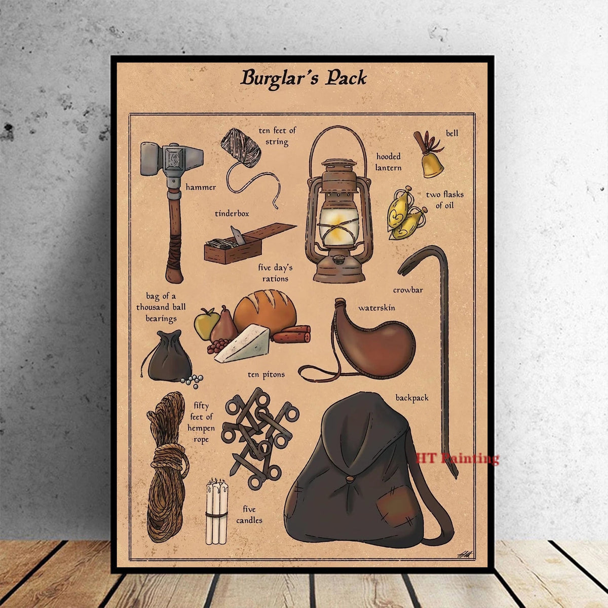 D&D Backpack Item Contents Poster