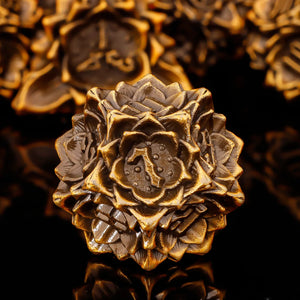 Monk's Lotus Flower Metal DND Polyhedral Dice 7 Set