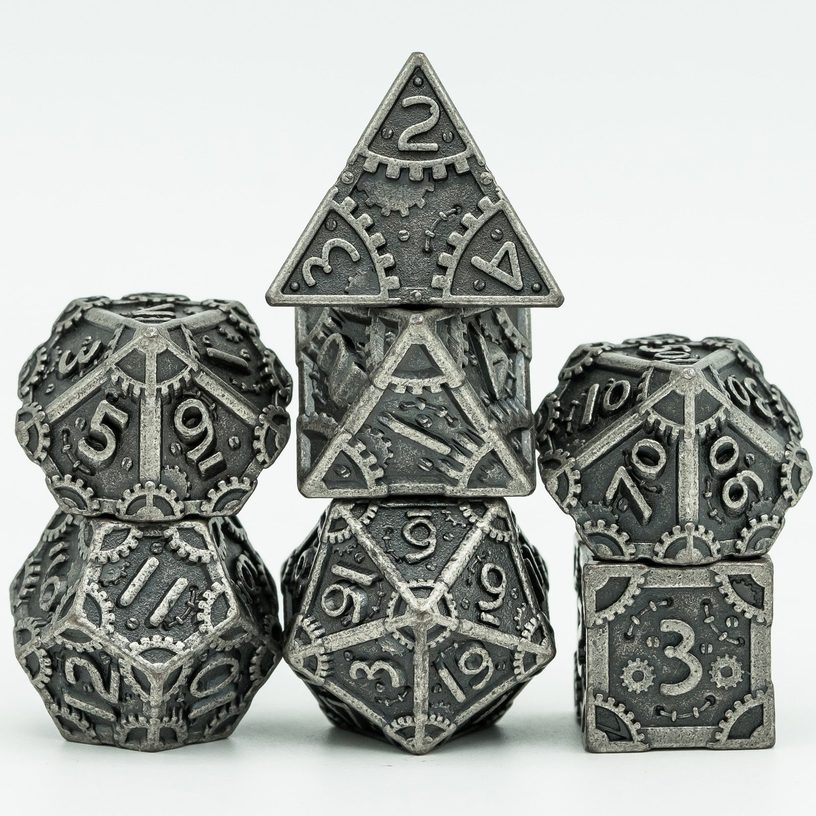 Artificer Steampunk Metal Polyhedral Dice 7 Set