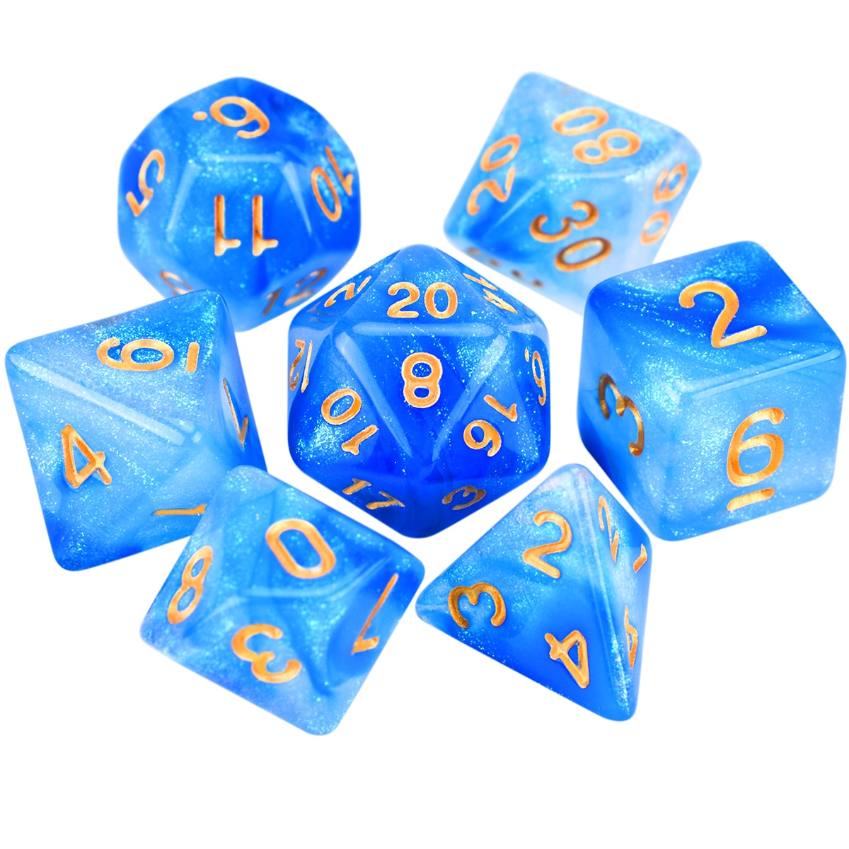 Vibrant and Bold Galaxy DND Polyhedral Dice 7 Set