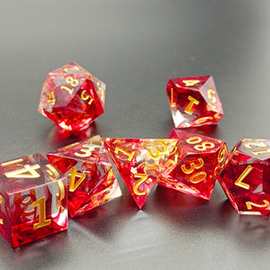 Rockcloud Rose Quartz Crystal DND Dice Set - Handmade Polyhedral Dice, 7-Piece Set With Gift Box, For RPG & Collecting
