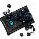 Load image into Gallery viewer, 15pc Polyhedral Acrylic DND Dice Set + Dragon Leather Bag

