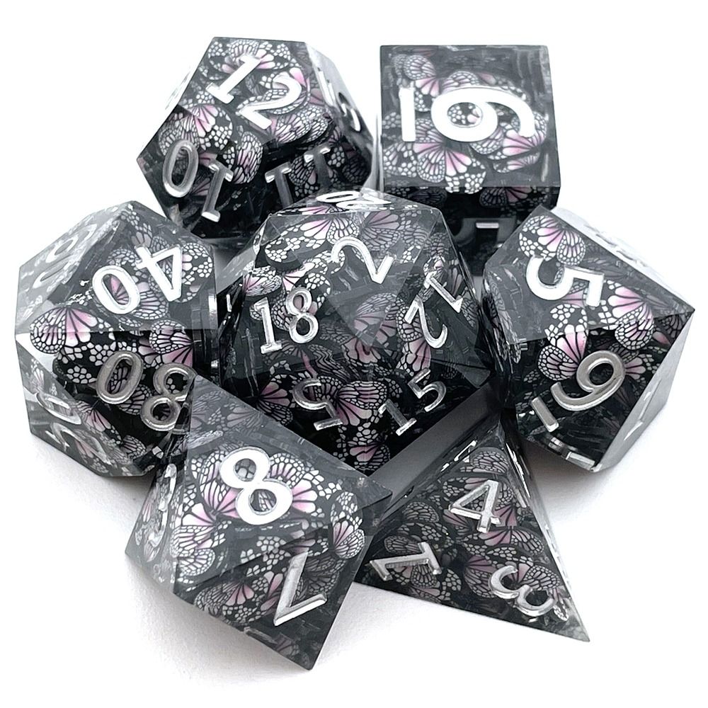 The Black Monarch Druid Resin DND Dice Polyhedral 7 Set