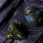 Load image into Gallery viewer, Sun Stone Gemstone DND Polyhedral Dice 7 Set
