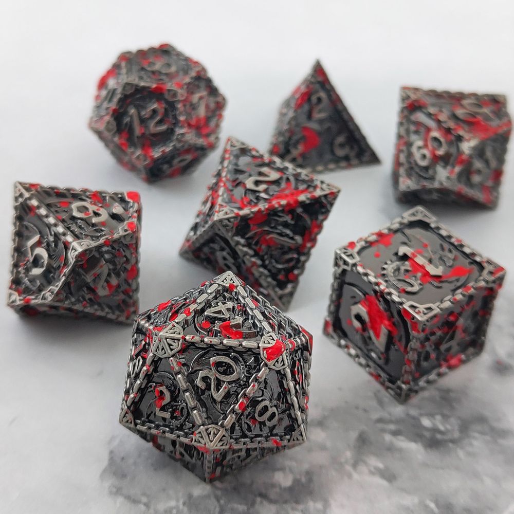 Fighter Bloodthirsty Metal Polyhedral 7 Dice Set