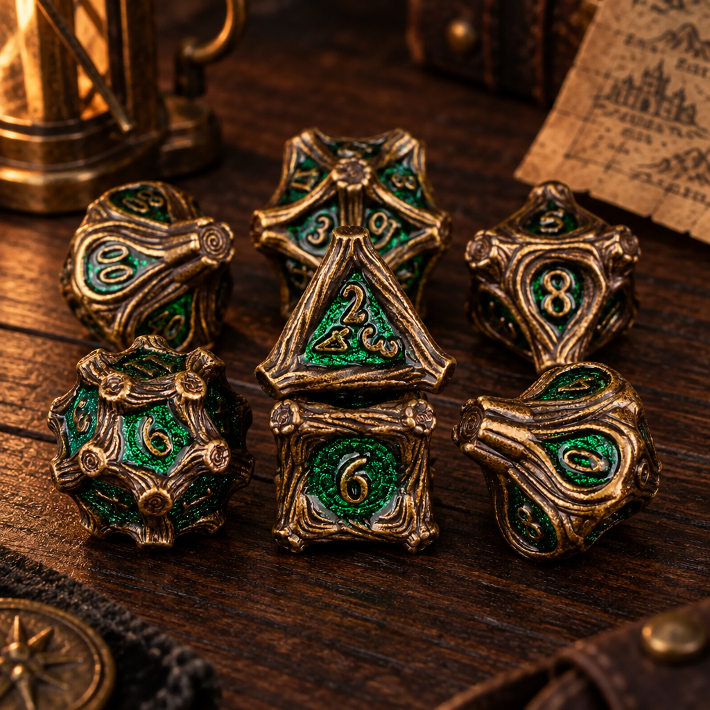 Full for Gaming Gift, D% Metal DND Dice Set — Complete seven-dice set