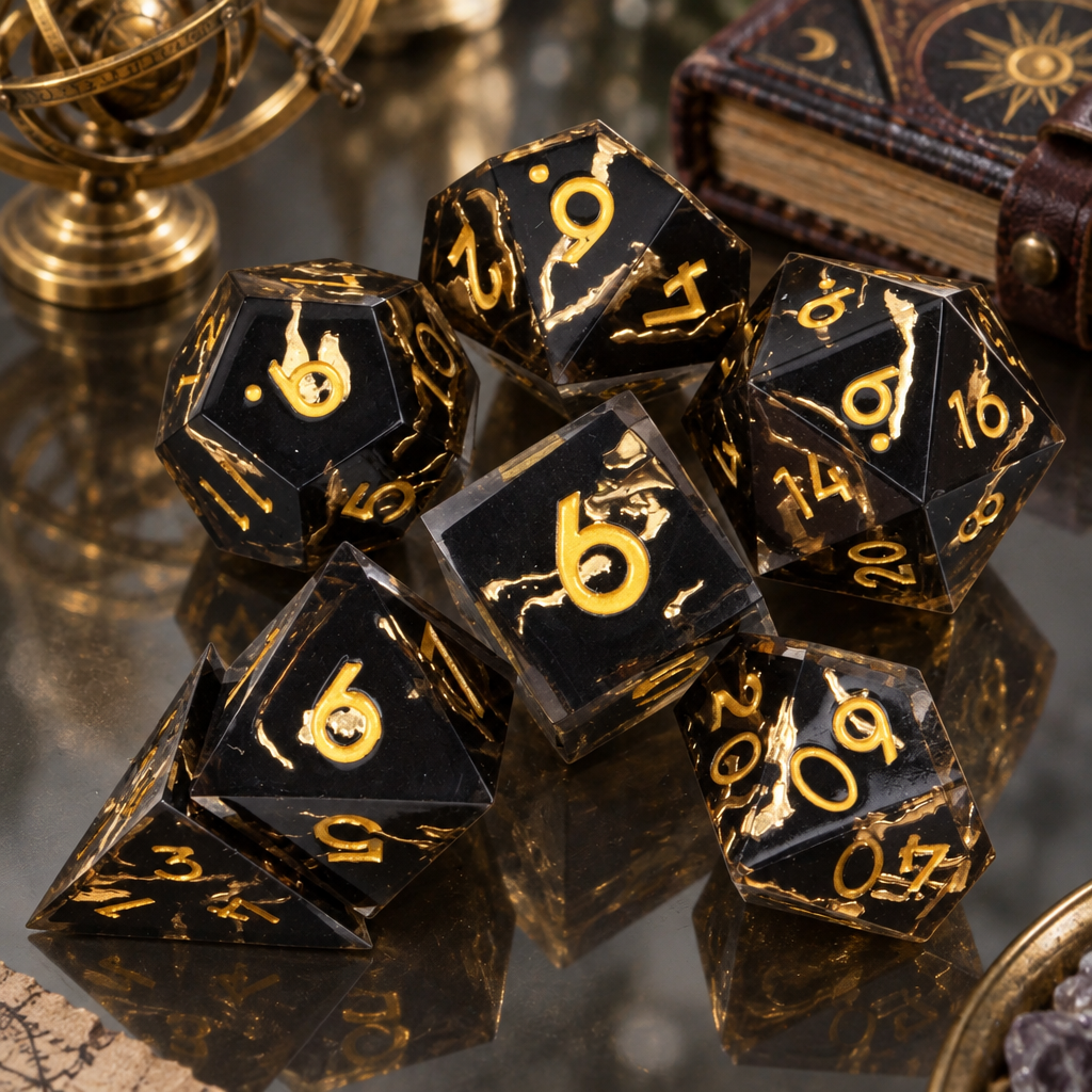 Golden Hymn Resin DND Dice 7 Set