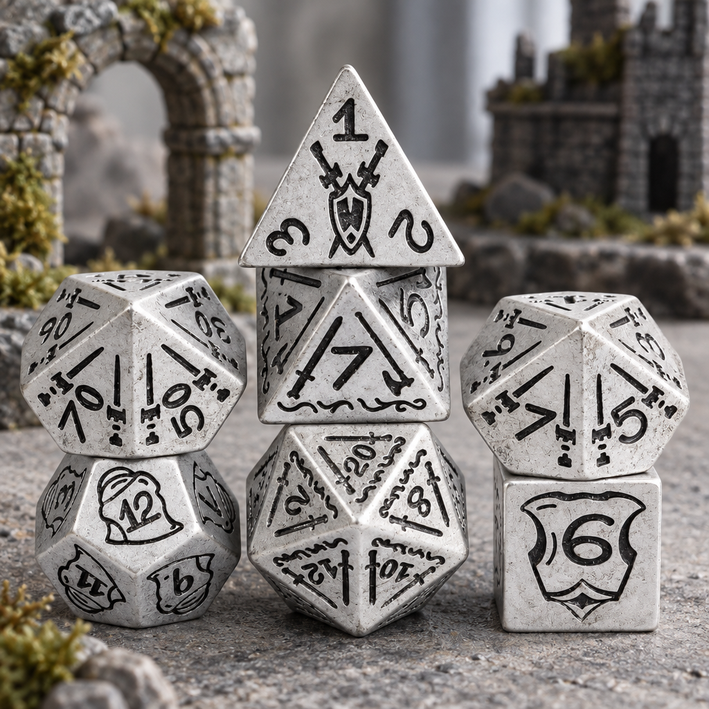 Veteran's Arsenal Resin DND Dice 7 Set — Complete seven-dice set