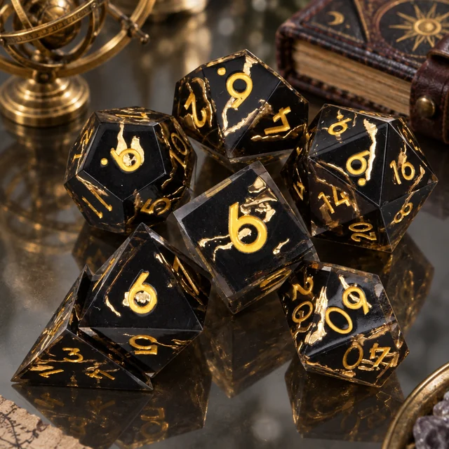 Golden Hymn Resin DND Dice 7 Set
