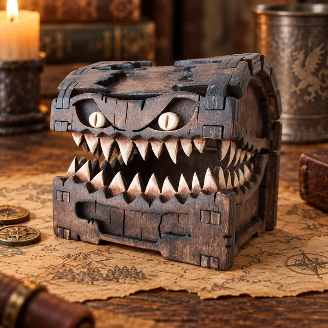 Grinning Mimic Dice Chest — Complete product / dice set