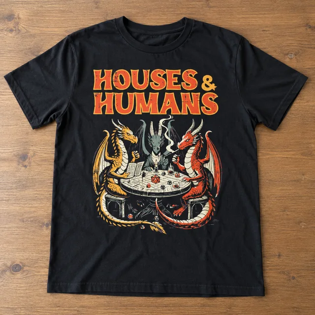 Houses & Humans T-shirt — Complete product / dice set