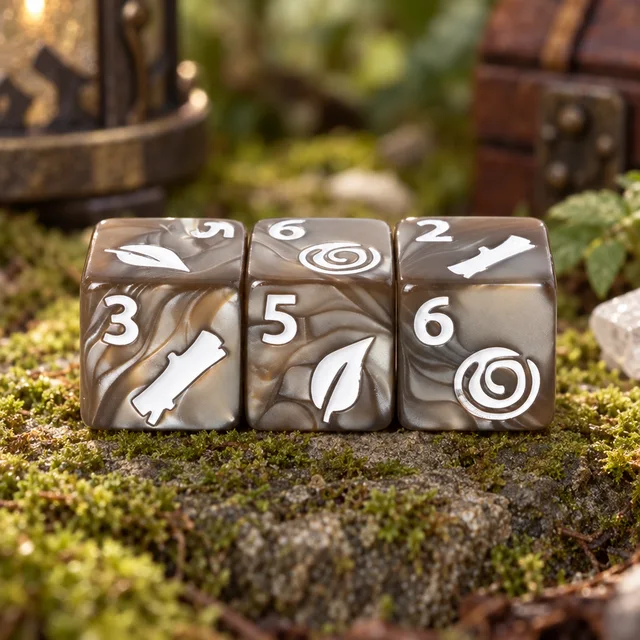 Rootwhorl D6 Dice 7 Set on Woodland