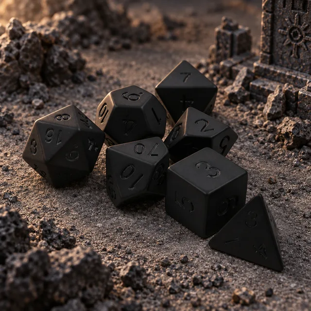 Black Stealth Acrylic DND Dice 7 Set — Complete product / dice set
