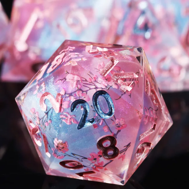 Close-up of a pink and blue cherry blossom D20.