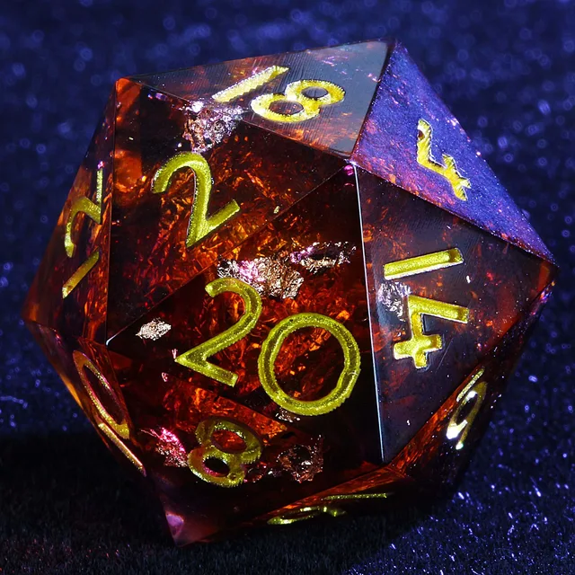 Resin dice with a smooth, glass-like finish and sharp edges.